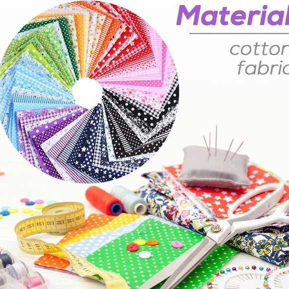 120 Pcs 4'' x 4'' Cotton Craft Fabric Squares, DIY Sewing Quilting Scrapbooking - Picture 3 of 7